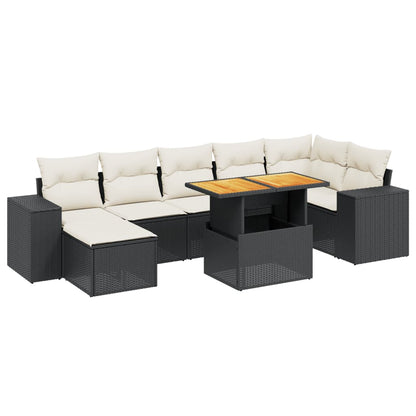 8-tlg. Garten-Sofagarnitur mit Kissen Schwarz Poly Rattan - Pazzar.ch