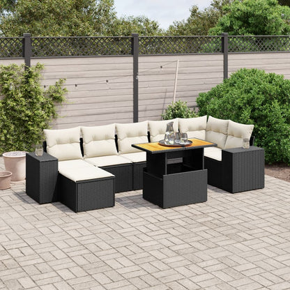8-tlg. Garten-Sofagarnitur mit Kissen Schwarz Poly Rattan - Pazzar.ch