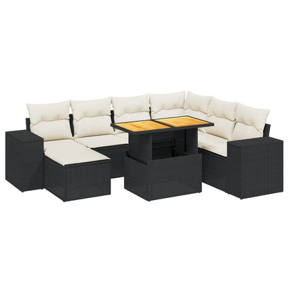 8-tlg. Garten-Sofagarnitur mit Kissen Schwarz Poly Rattan - Pazzar.ch