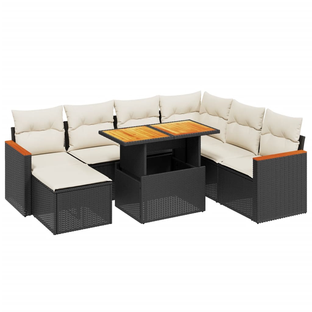 8-tlg. Garten-Sofagarnitur mit Kissen Schwarz Poly Rattan - Pazzar.ch