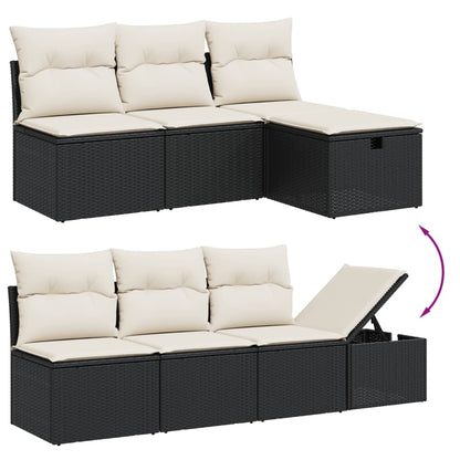 8-tlg. Garten-Sofagarnitur mit Kissen Schwarz Poly Rattan - Pazzar.ch