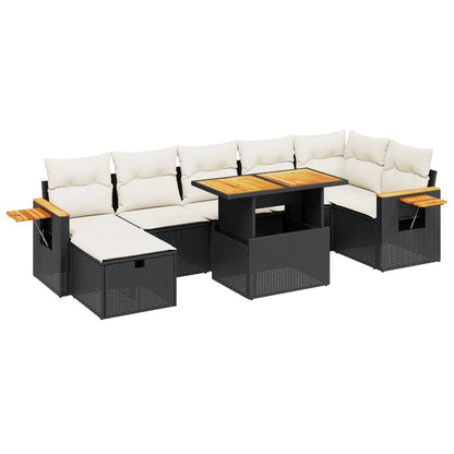 8-tlg. Garten-Sofagarnitur mit Kissen Schwarz Poly Rattan - Pazzar.ch