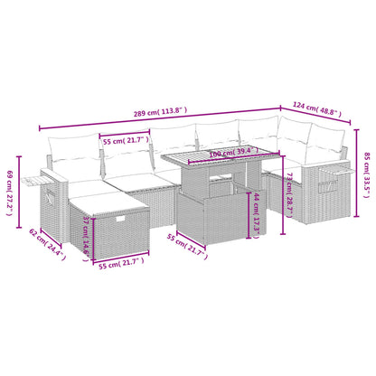 8-tlg. Garten-Sofagarnitur mit Kissen Schwarz Poly Rattan - Pazzar.ch