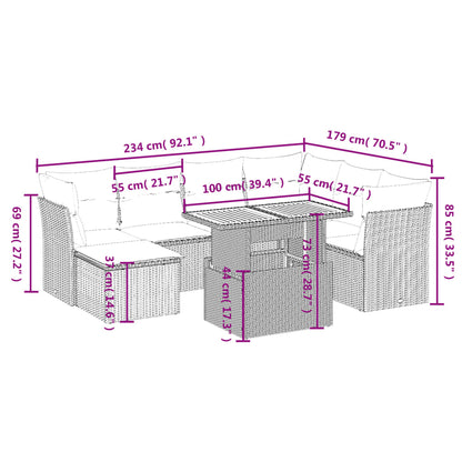 8-tlg. Garten-Sofagarnitur mit Kissen Schwarz Poly Rattan - Pazzar.ch