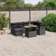8-tlg. Garten-Sofagarnitur mit Kissen Schwarz Poly Rattan