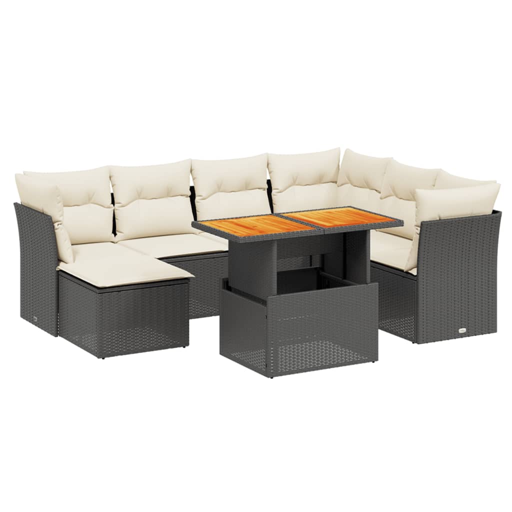 8-tlg. Garten-Sofagarnitur mit Kissen Schwarz Poly Rattan - Pazzar.ch