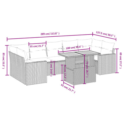 8-tlg. Garten-Sofagarnitur mit Kissen Schwarz Poly Rattan - Pazzar.ch