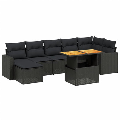 8-tlg. Garten-Sofagarnitur mit Kissen Schwarz Poly Rattan - Pazzar.ch