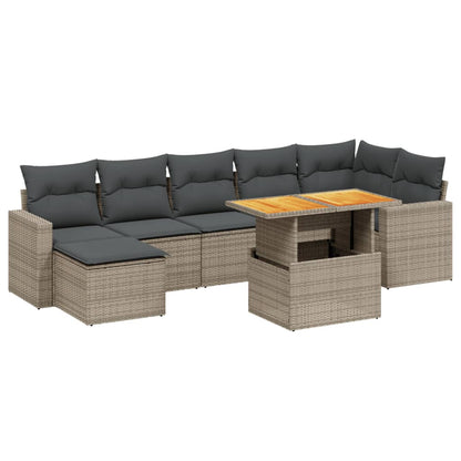 8-tlg. Garten-Sofagarnitur mit Kissen Grau Poly Rattan - Pazzar.ch
