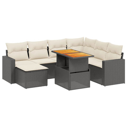 8-tlg. Garten-Sofagarnitur mit Kissen Schwarz Poly Rattan - Pazzar.ch