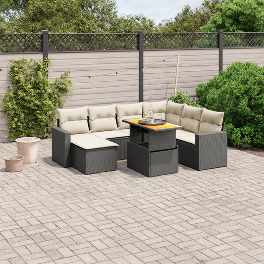 8-tlg. Garten-Sofagarnitur mit Kissen Schwarz Poly Rattan - Pazzar.ch