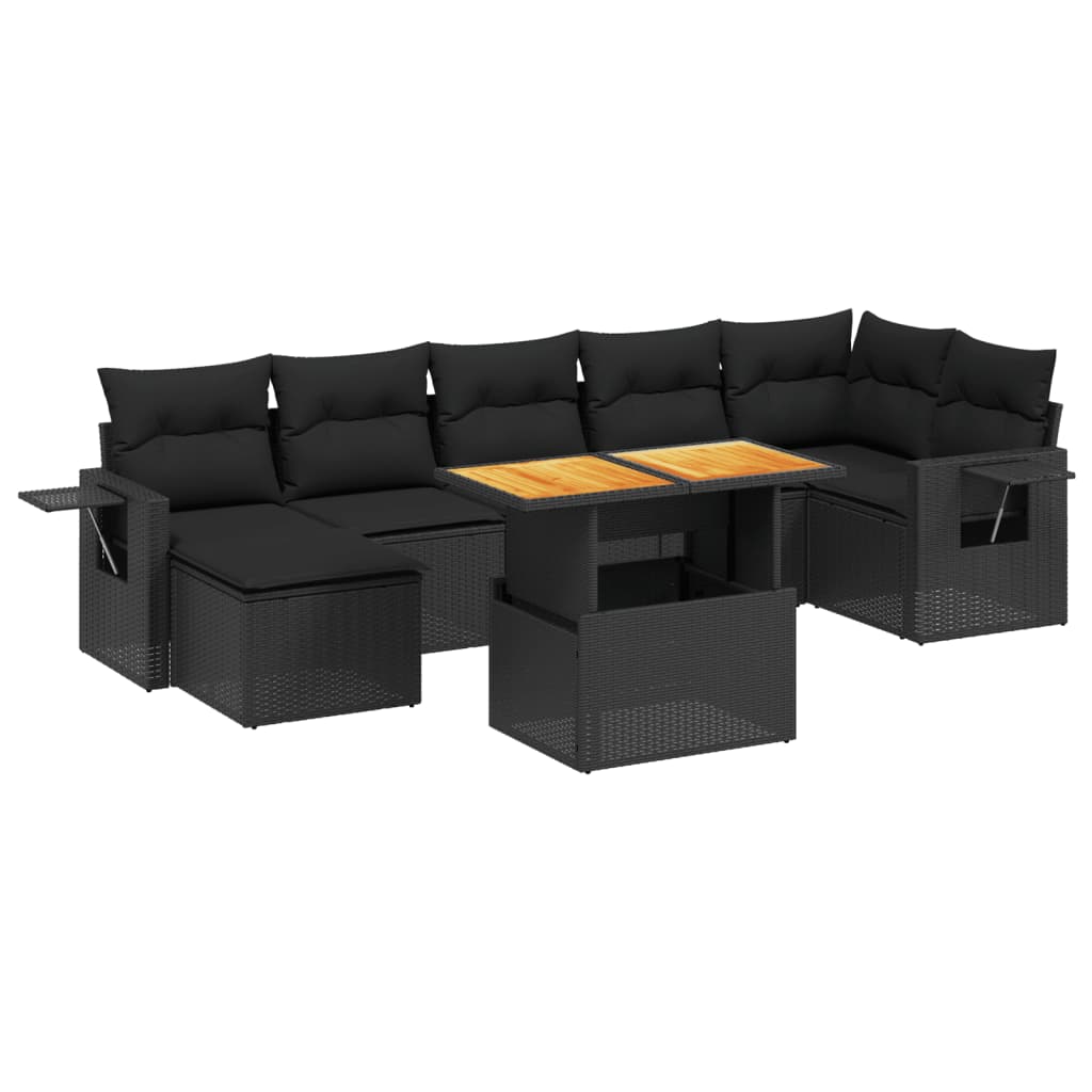 8-tlg. Garten-Sofagarnitur mit Kissen Schwarz Poly Rattan - Pazzar.ch