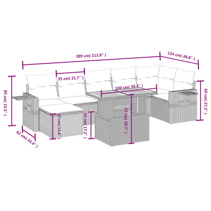 8-tlg. Garten-Sofagarnitur mit Kissen Schwarz Poly Rattan - Pazzar.ch