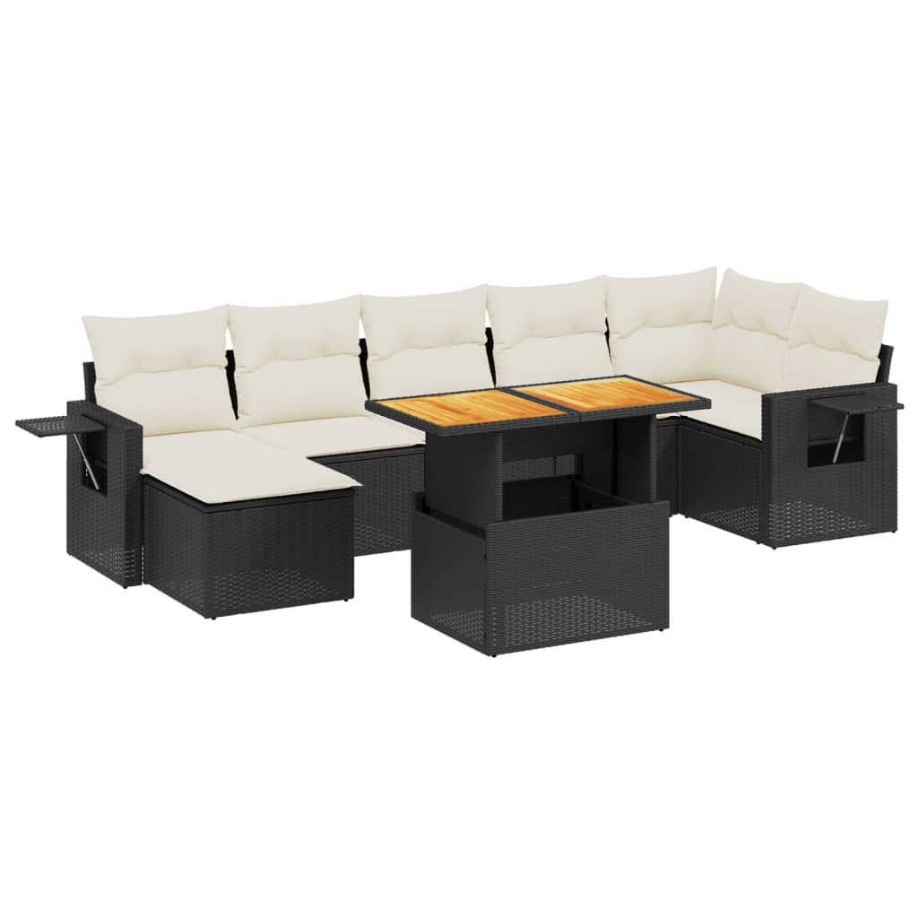 8-tlg. Garten-Sofagarnitur mit Kissen Schwarz Poly Rattan - Pazzar.ch