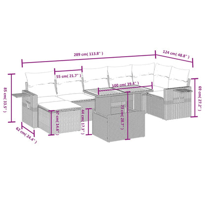 8-tlg. Garten-Sofagarnitur mit Kissen Schwarz Poly Rattan - Pazzar.ch