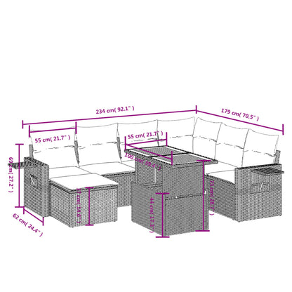 8-tlg. Garten-Sofagarnitur mit Kissen Schwarz Poly Rattan - Pazzar.ch