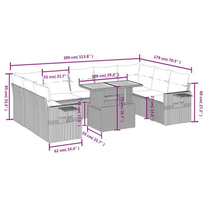 10-tlg. Garten-Sofagarnitur mit Kissen Schwarz Poly Rattan - Pazzar.ch