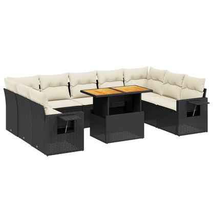 10-tlg. Garten-Sofagarnitur mit Kissen Schwarz Poly Rattan - Pazzar.ch