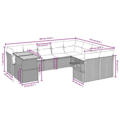 10-tlg. Garten-Sofagarnitur mit Kissen Schwarz Poly Rattan - Pazzar.ch