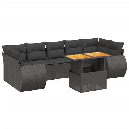 8-tlg. Garten-Sofagarnitur mit Kissen Schwarz Poly Rattan - Pazzar.ch