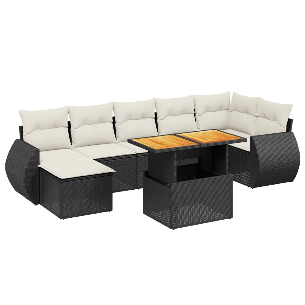 8-tlg. Garten-Sofagarnitur mit Kissen Schwarz Poly Rattan - Pazzar.ch