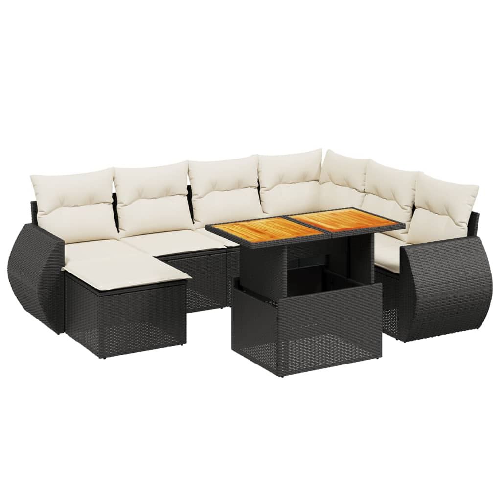 8-tlg. Garten-Sofagarnitur mit Kissen Schwarz Poly Rattan - Pazzar.ch