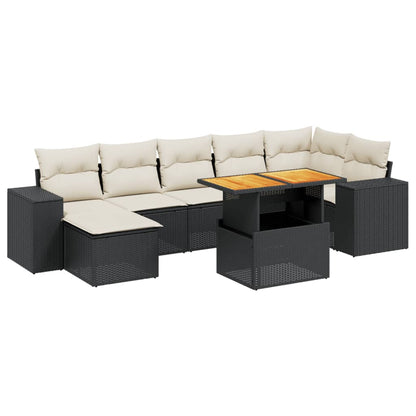 8-tlg. Garten-Sofagarnitur mit Kissen Schwarz Poly Rattan - Pazzar.ch