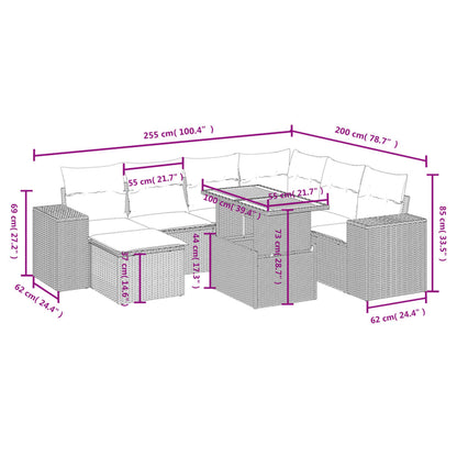 8-tlg. Garten-Sofagarnitur mit Kissen Schwarz Poly Rattan - Pazzar.ch