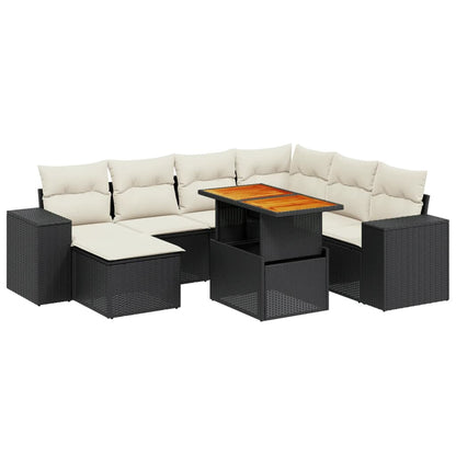 8-tlg. Garten-Sofagarnitur mit Kissen Schwarz Poly Rattan - Pazzar.ch