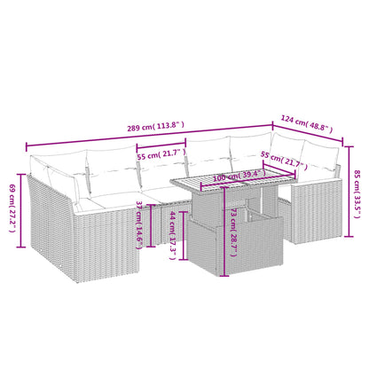 8-tlg. Garten-Sofagarnitur mit Kissen Schwarz Poly Rattan - Pazzar.ch