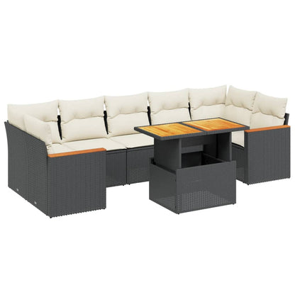 8-tlg. Garten-Sofagarnitur mit Kissen Schwarz Poly Rattan - Pazzar.ch