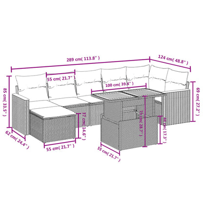8-tlg. Garten-Sofagarnitur mit Kissen Schwarz Poly Rattan - Pazzar.ch