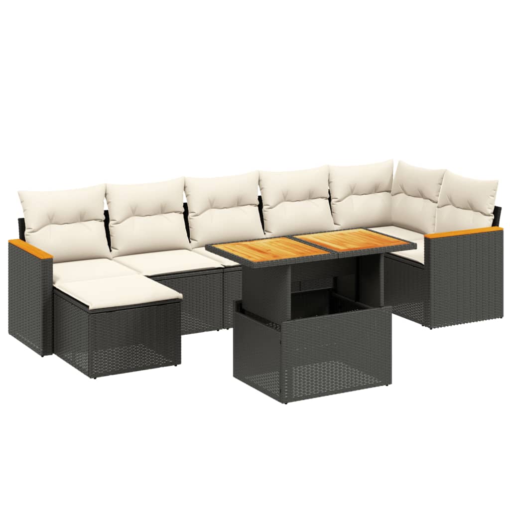 8-tlg. Garten-Sofagarnitur mit Kissen Schwarz Poly Rattan - Pazzar.ch