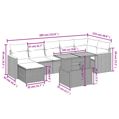 8-tlg. Garten-Sofagarnitur mit Kissen Schwarz Poly Rattan - Pazzar.ch