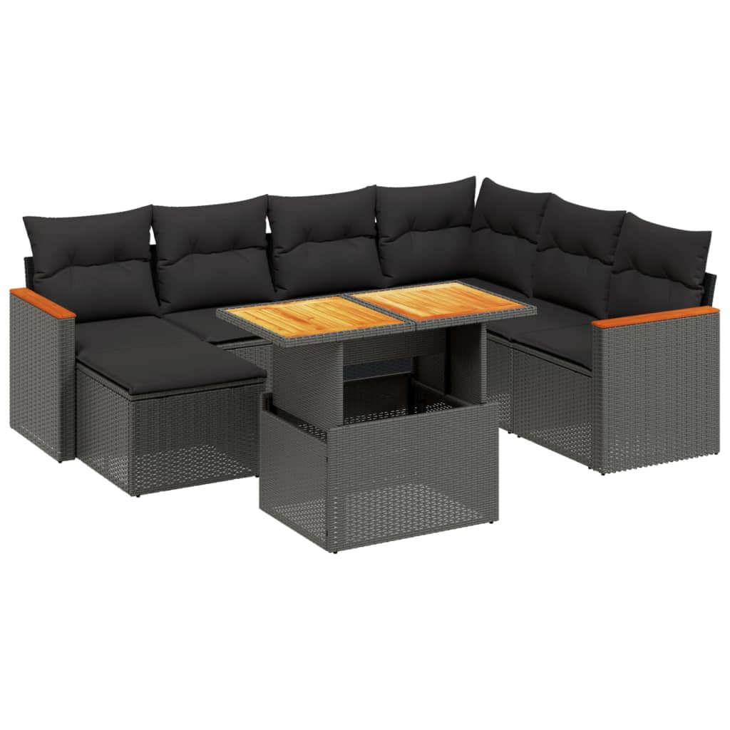 8-tlg. Garten-Sofagarnitur mit Kissen Schwarz Poly Rattan - Pazzar.ch