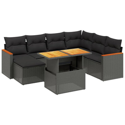8-tlg. Garten-Sofagarnitur mit Kissen Schwarz Poly Rattan - Pazzar.ch