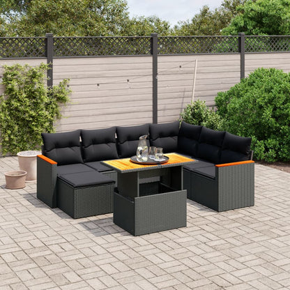 8-tlg. Garten-Sofagarnitur mit Kissen Schwarz Poly Rattan - Pazzar.ch