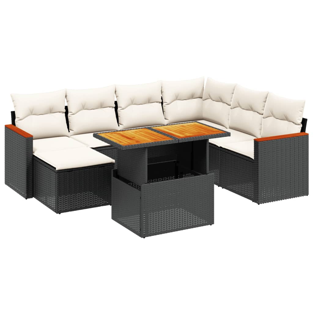 8-tlg. Garten-Sofagarnitur mit Kissen Schwarz Poly Rattan - Pazzar.ch