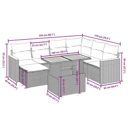 8-tlg. Garten-Sofagarnitur mit Kissen Schwarz Poly Rattan - Pazzar.ch