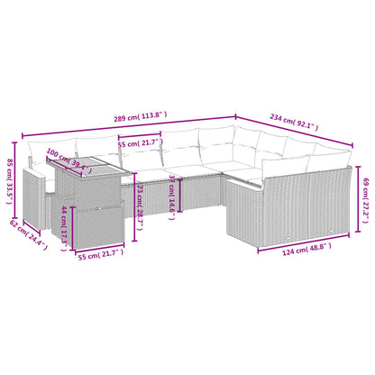 10-tlg. Garten-Sofagarnitur mit Kissen Schwarz Poly Rattan - Pazzar.ch