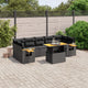 8-tlg. Garten-Sofagarnitur mit Kissen Schwarz Poly Rattan