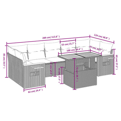 8-tlg. Garten-Sofagarnitur mit Kissen Schwarz Poly Rattan - Pazzar.ch