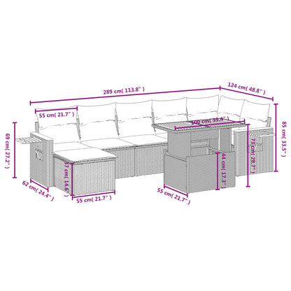 8-tlg. Garten-Sofagarnitur mit Kissen Schwarz Poly Rattan - Pazzar.ch