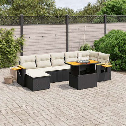 8-tlg. Garten-Sofagarnitur mit Kissen Schwarz Poly Rattan - Pazzar.ch