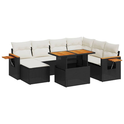 8-tlg. Garten-Sofagarnitur mit Kissen Schwarz Poly Rattan - Pazzar.ch