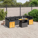 8-tlg. Garten-Sofagarnitur mit Kissen Schwarz Poly Rattan