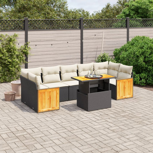 8-tlg. Garten-Sofagarnitur mit Kissen Schwarz Poly Rattan - Pazzar.ch