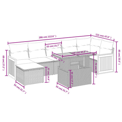 8-tlg. Garten-Sofagarnitur mit Kissen Schwarz Poly Rattan - Pazzar.ch
