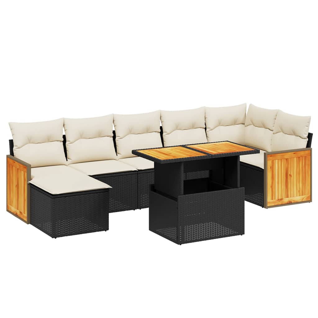 8-tlg. Garten-Sofagarnitur mit Kissen Schwarz Poly Rattan - Pazzar.ch