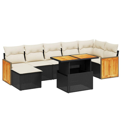 8-tlg. Garten-Sofagarnitur mit Kissen Schwarz Poly Rattan - Pazzar.ch